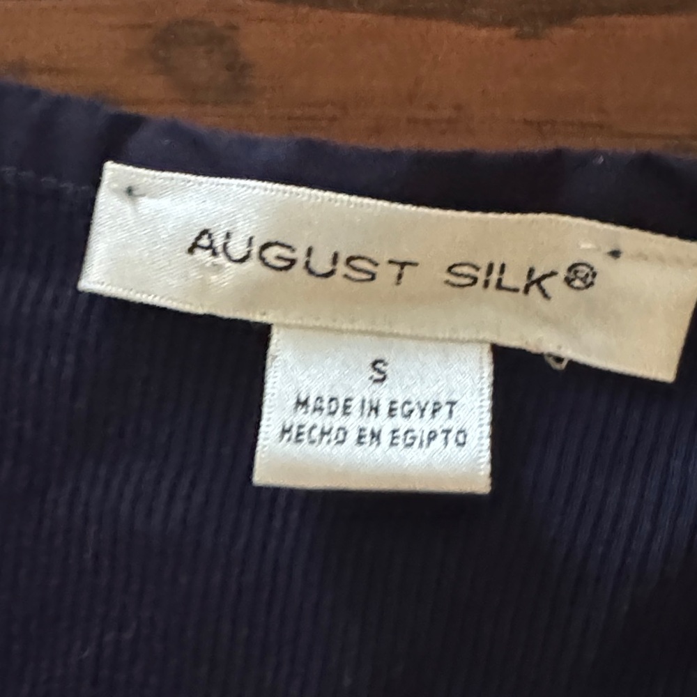 August Silk Navy V-Neck Short Sleeve Tee - Picture 3 of 3